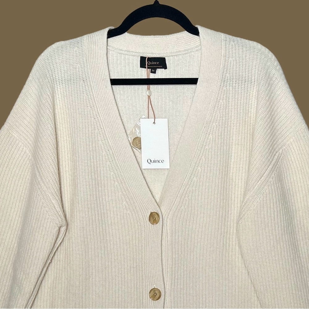 Quince Cream Ribbed Button-Up Cardigan - Picture 9 of 16